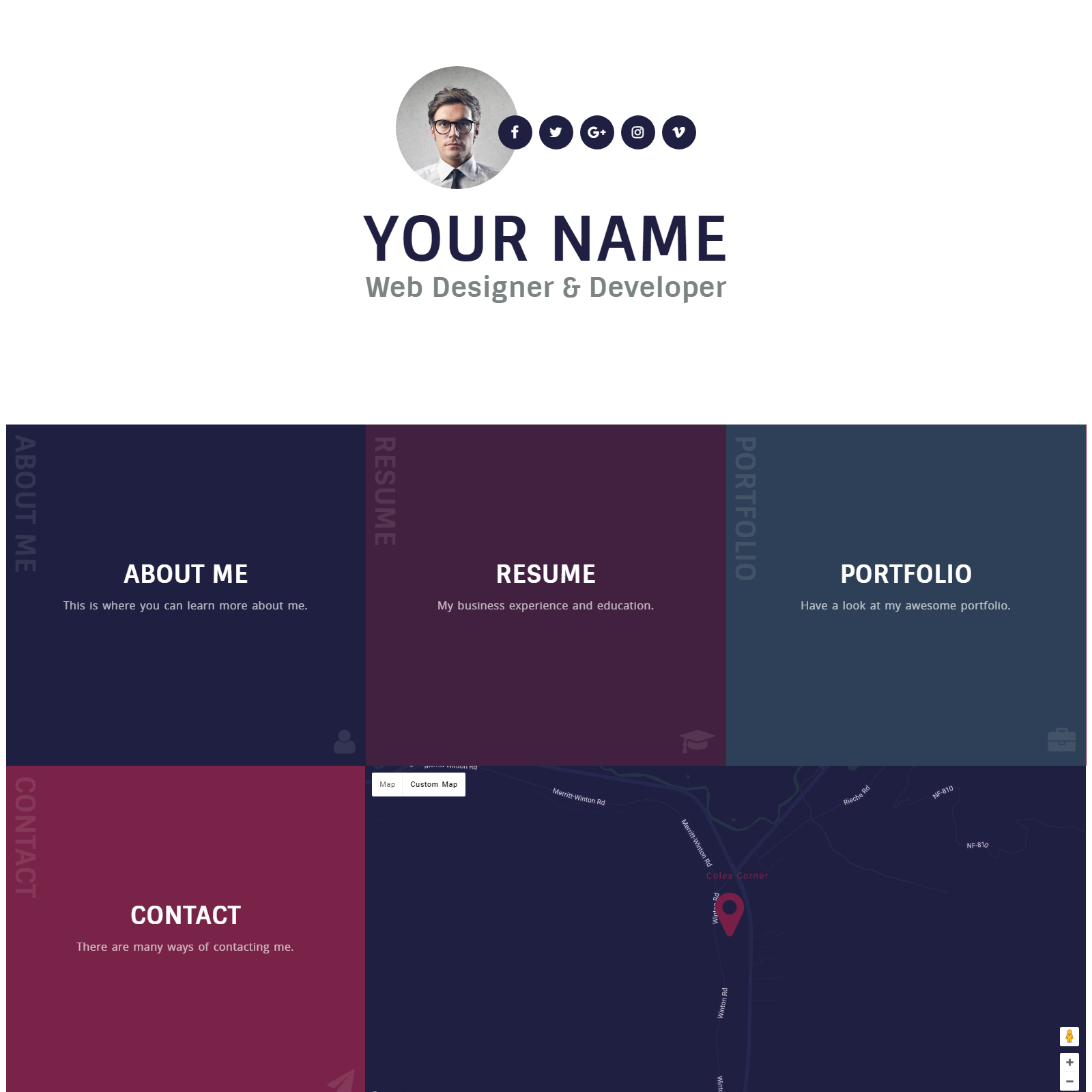 Personal Vcard Resume Portfolio WordPress Theme